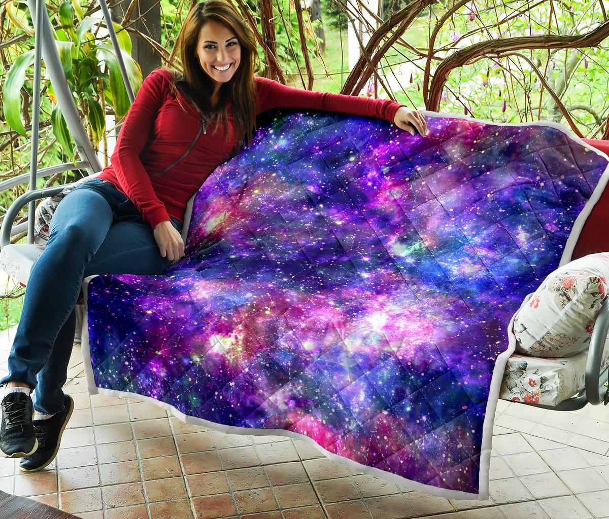 Galaxy Night Stardust Space Print Premium Quilt-JTAMIGO.COM