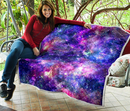 Galaxy Night Stardust Space Print Premium Quilt-JTAMIGO.COM