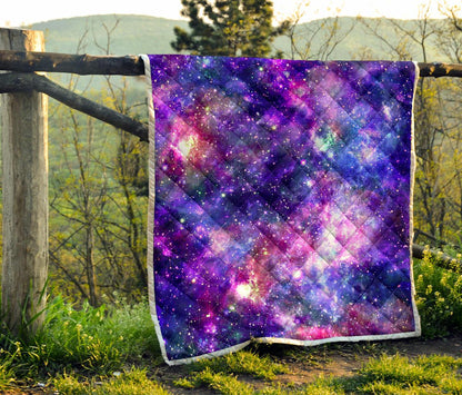 Galaxy Night Stardust Space Print Premium Quilt-JTAMIGO.COM