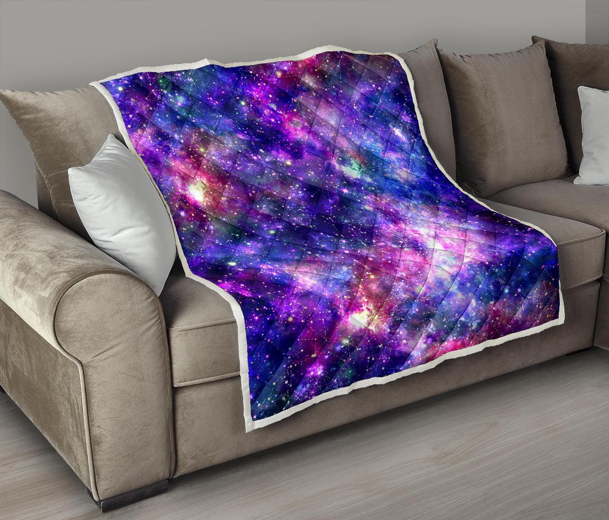 Galaxy Night Stardust Space Print Premium Quilt-JTAMIGO.COM