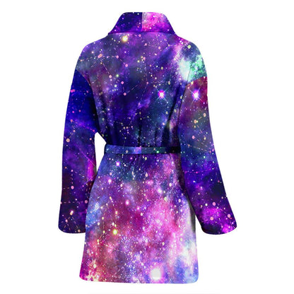 Galaxy Night Stardust Space Print Women Bath Robe-JTAMIGO.COM