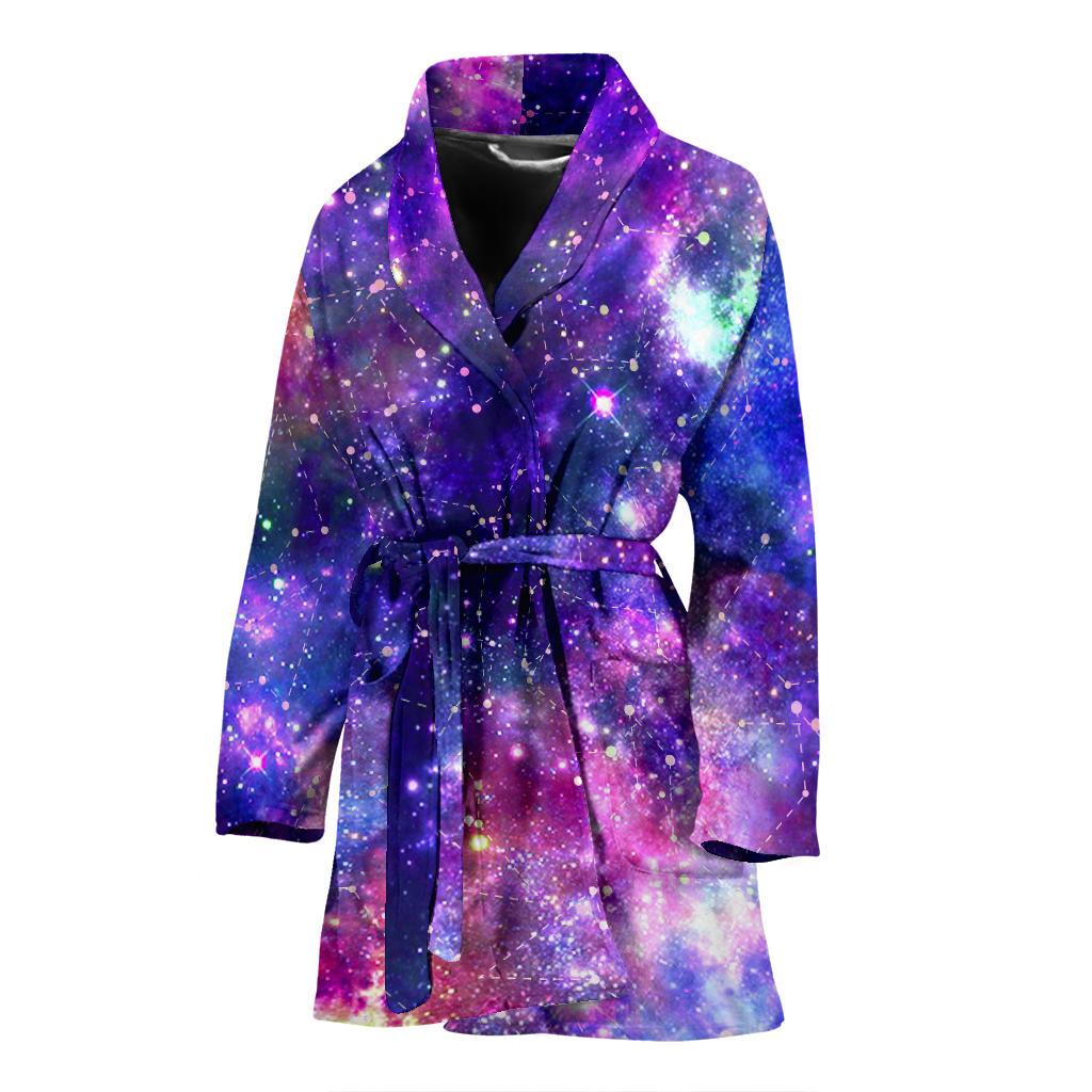 Galaxy Night Stardust Space Print Women Bath Robe-JTAMIGO.COM