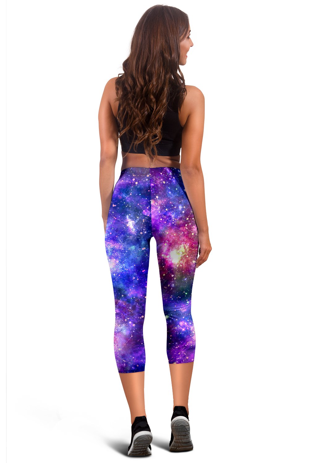 Galaxy Night Stardust Space Print Women Capris