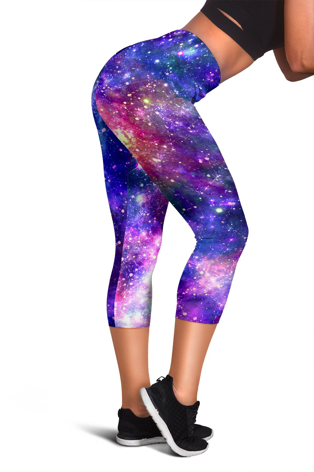 Galaxy Night Stardust Space Print Women Capris