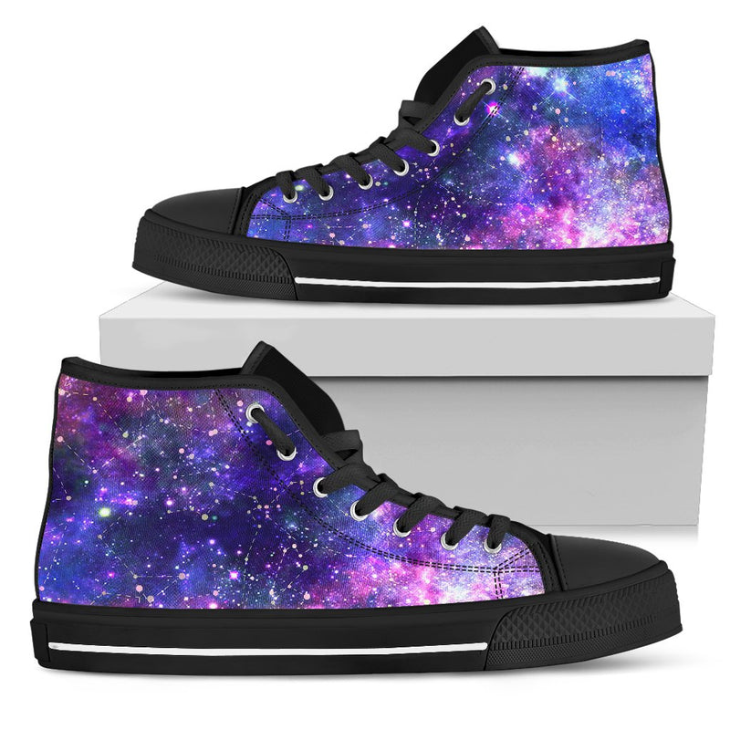 Galaxy Night Stardust Space Print Women High Top Shoes