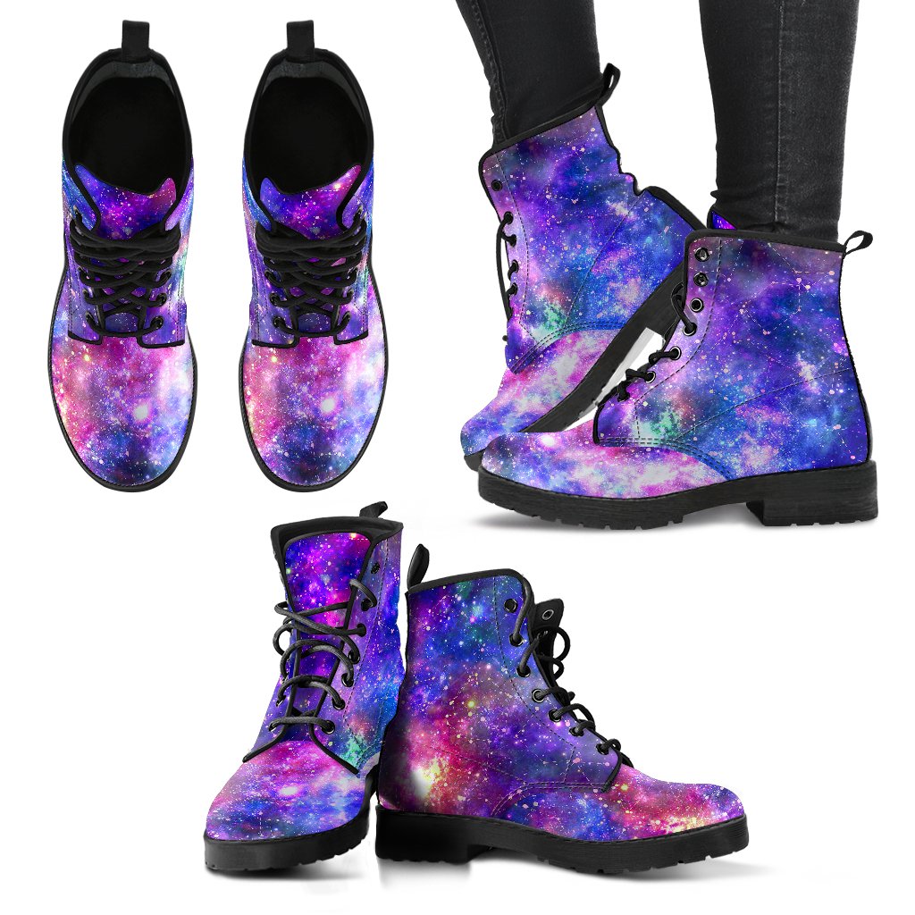 Galaxy Night Stardust Space Print Women Leather Boots-JTAMIGO.COM
