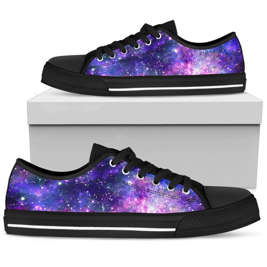 Galaxy Night Stardust Space Print Women Low Top Shoes