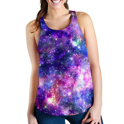 Galaxy Night Stardust Space Print Women Racerback Tank Top
