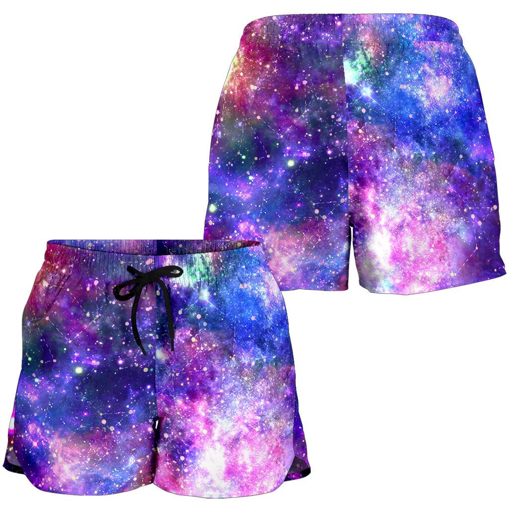 Galaxy Night Stardust Space Print Women Shorts-JTAMIGO.COM