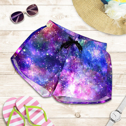 Galaxy Night Stardust Space Print Women Shorts-JTAMIGO.COM