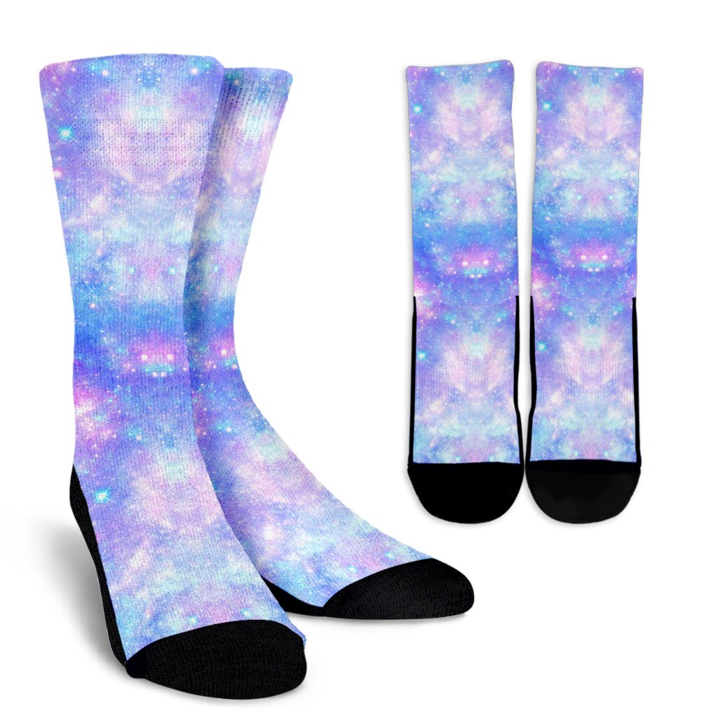 Galaxy Stardust Pastel Color Print Crew Socks