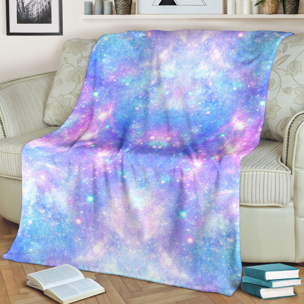 Galaxy Stardust Pastel Color Print Fleece Blanket