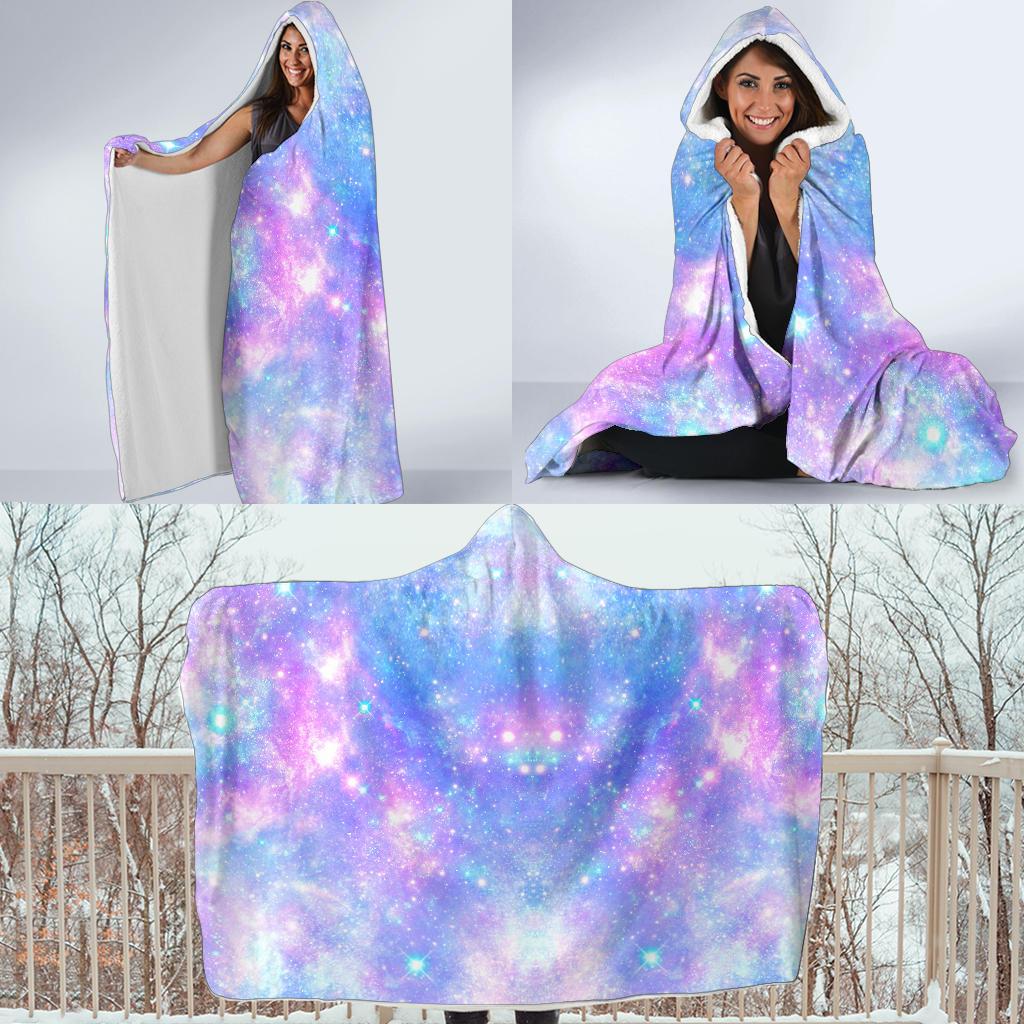 Galaxy Stardust Pastel Color Print Hooded Blanket-JTAMIGO.COM