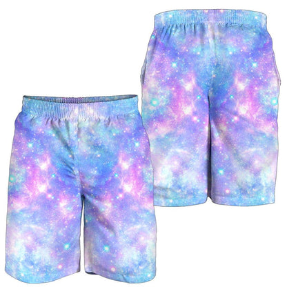 Galaxy Stardust Pastel Color Print Mens Shorts-JTAMIGO.COM