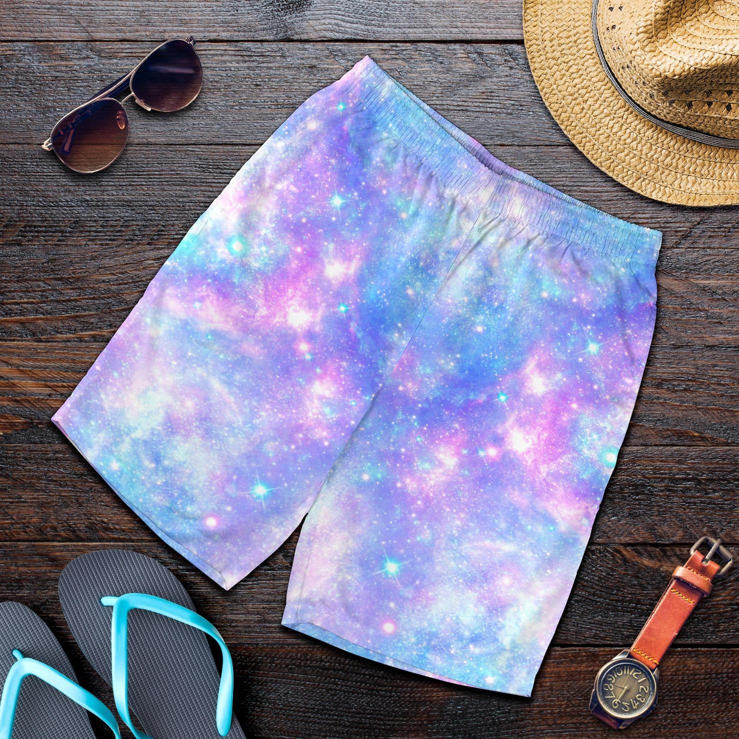 Galaxy Stardust Pastel Color Print Mens Shorts-JTAMIGO.COM