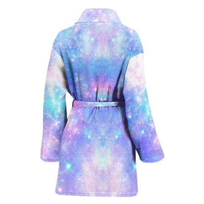 Galaxy Stardust Pastel Color Print Women Bath Robe-JTAMIGO.COM