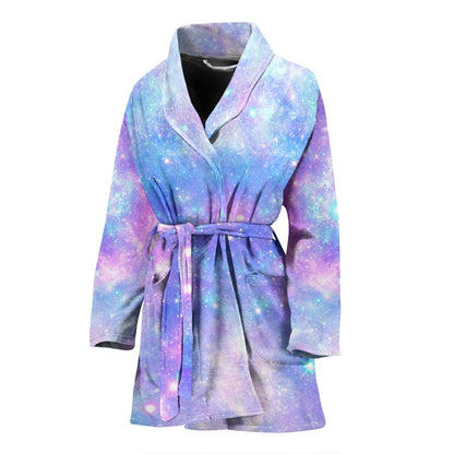 Galaxy Stardust Pastel Color Print Women Bath Robe-JTAMIGO.COM