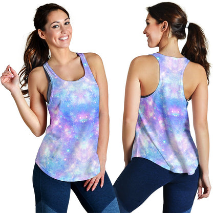 Galaxy Stardust Pastel Color Print Women Racerback Tank Top