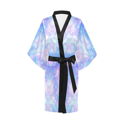 Galaxy Stardust Pastel Color Print Women Short Kimono Robe