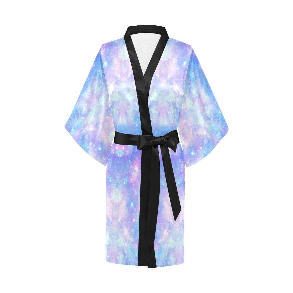 Galaxy Stardust Pastel Color Print Women Short Kimono Robe