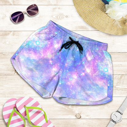 Galaxy Stardust Pastel Color Print Women Shorts-JTAMIGO.COM