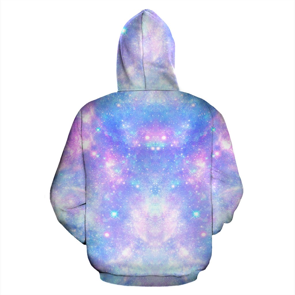 Galaxy Stardust Pastel Color Print Zip Up Hoodie