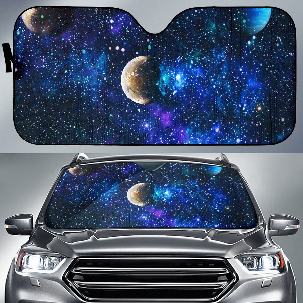 Galaxy Stardust Planet Space Print Car Sun Shade For Windshield
