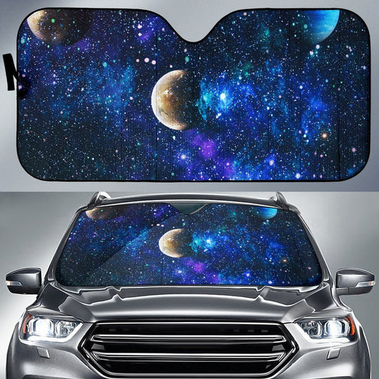 Galaxy Stardust Planet Space Print Car Sun Shade For Windshield