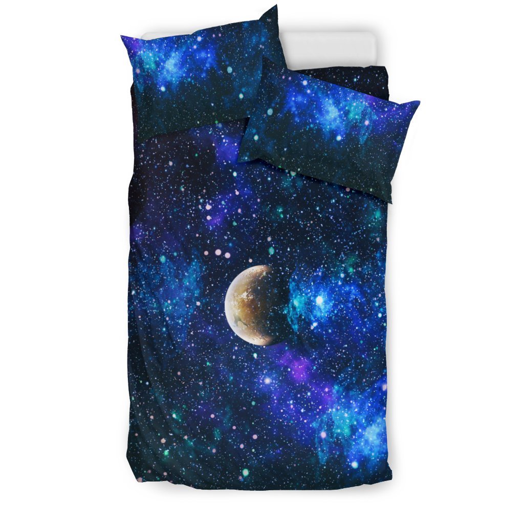Galaxy Stardust Planet Space Print Duvet Cover Bedding Set