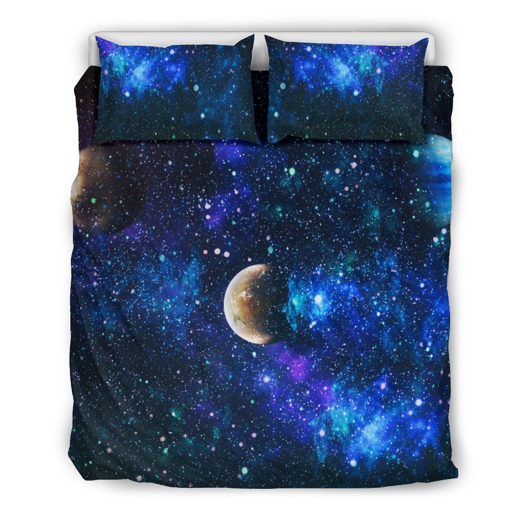 Galaxy Stardust Planet Space Print Duvet Cover Bedding Set