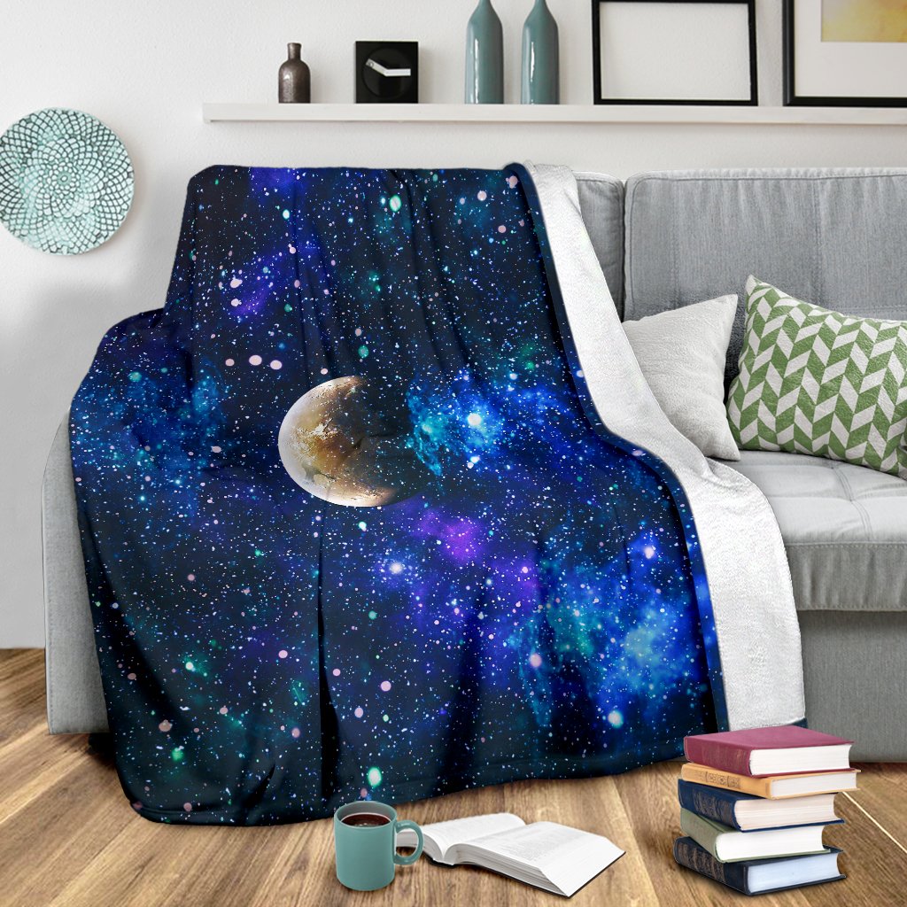 Galaxy Stardust Planet Space Print Fleece Blanket