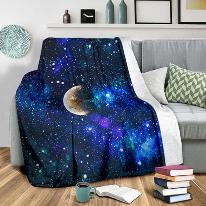 Galaxy Stardust Planet Space Print Fleece Blanket