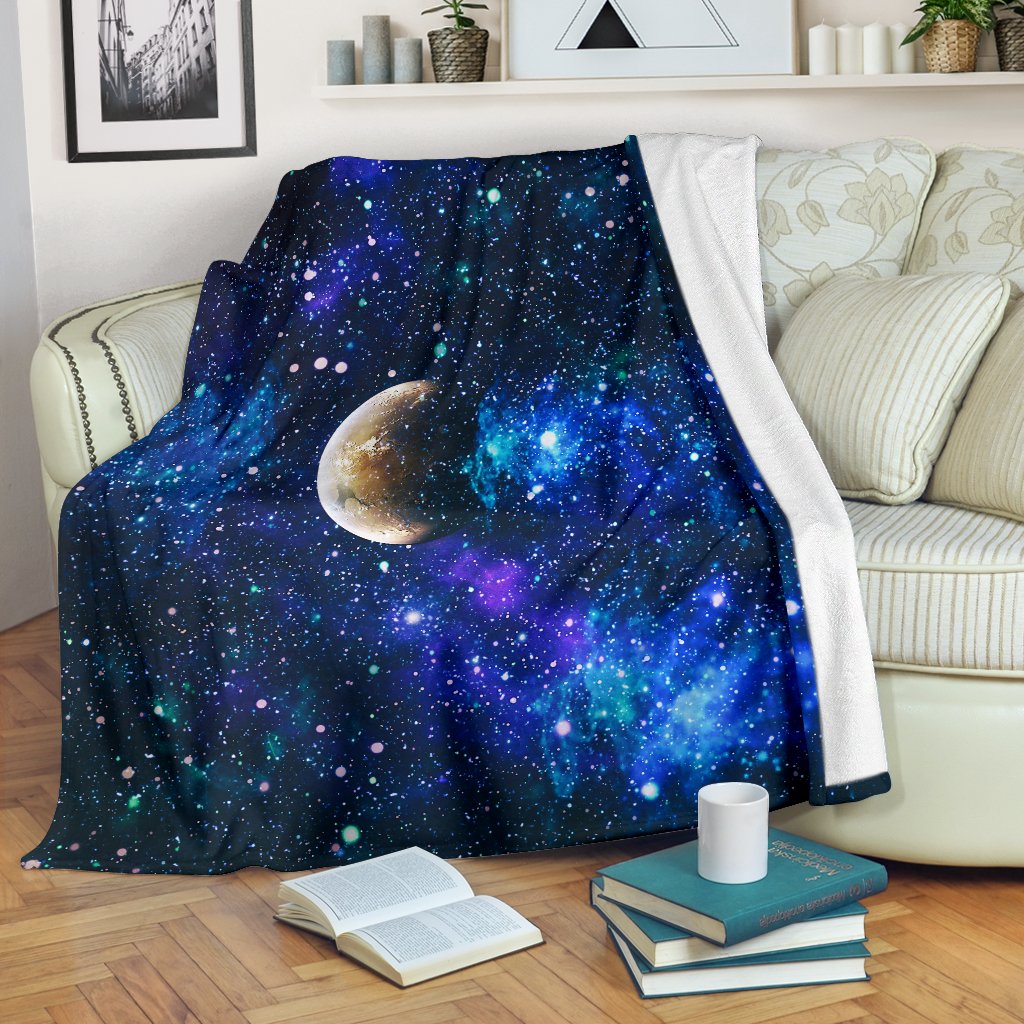 Galaxy Stardust Planet Space Print Fleece Blanket