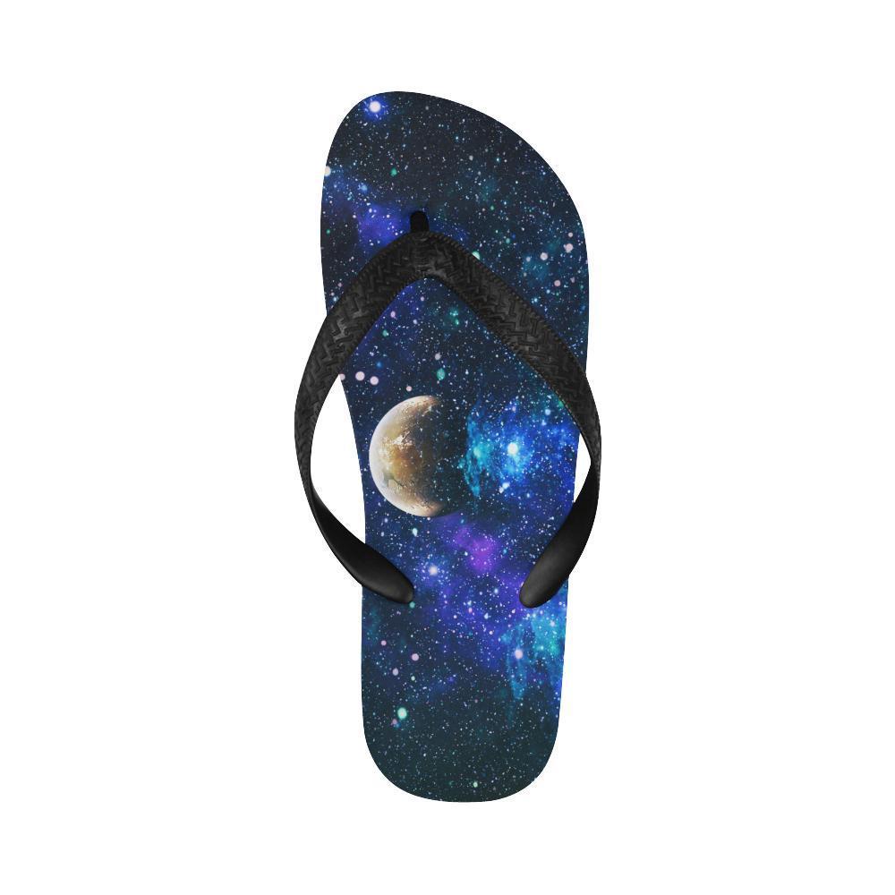 Galaxy Stardust Planet Space Print Flip Flops-JTAMIGO.COM