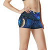 Galaxy Stardust Planet Space Print High Waisted Spandex Shorts-JTAMIGO.COM