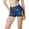 Galaxy Stardust Planet Space Print High Waisted Spandex Shorts-JTAMIGO.COM