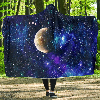 Galaxy Stardust Planet Space Print Hooded Blanket-JTAMIGO.COM