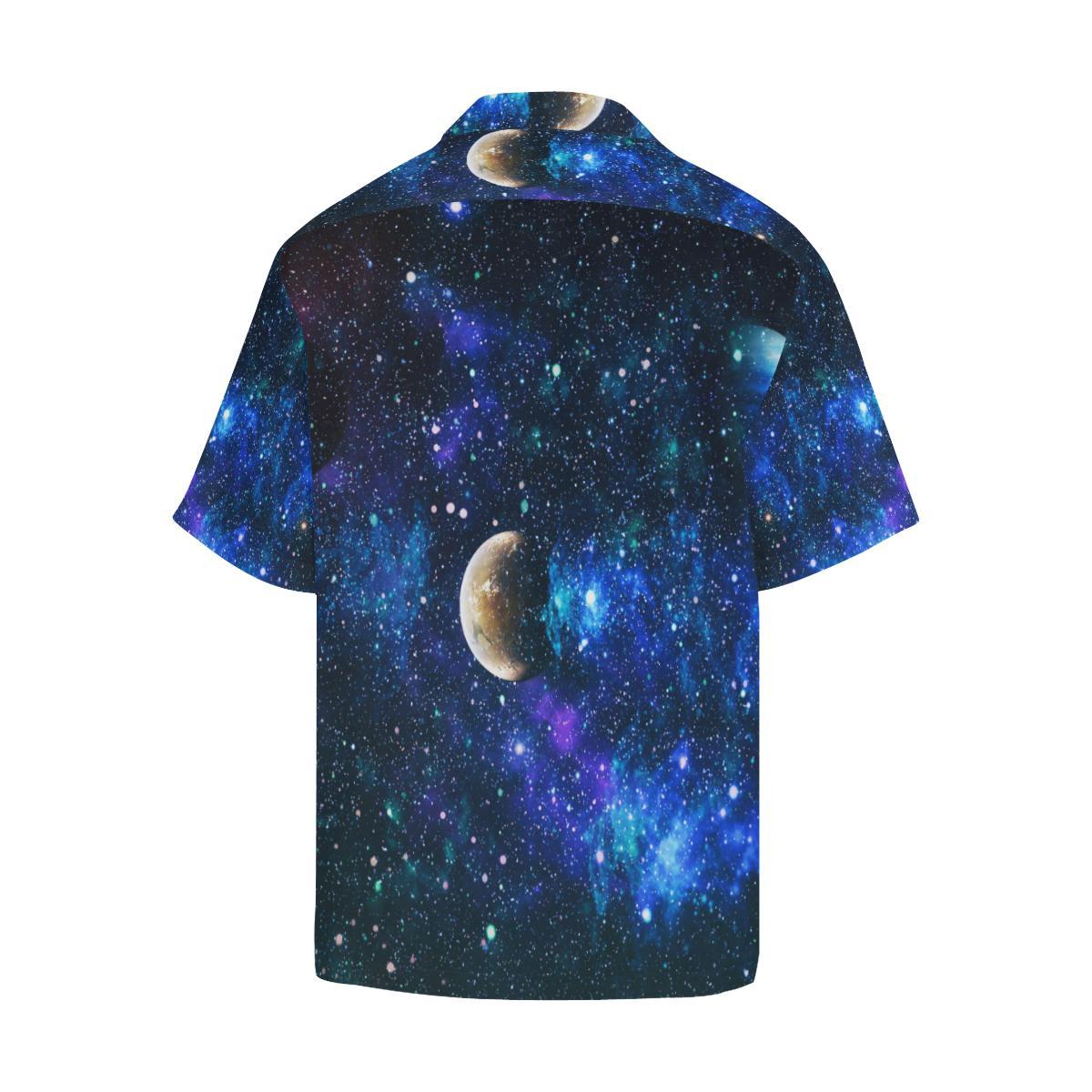 Galaxy Stardust Planet Space Print Men Aloha Hawaiian Shirt