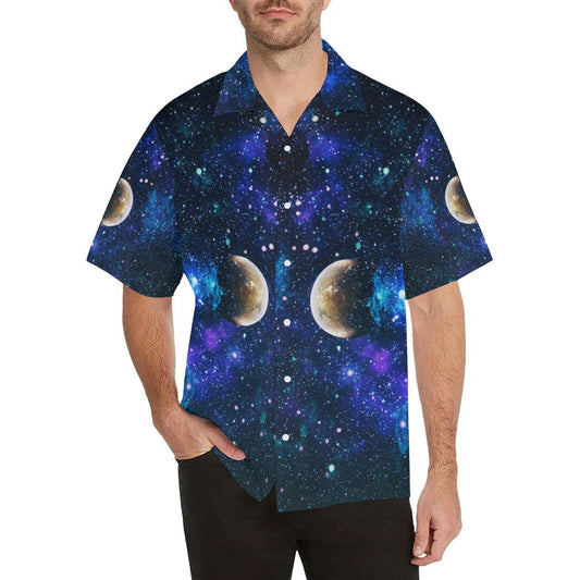 Galaxy Stardust Planet Space Print Men Aloha Hawaiian Shirt