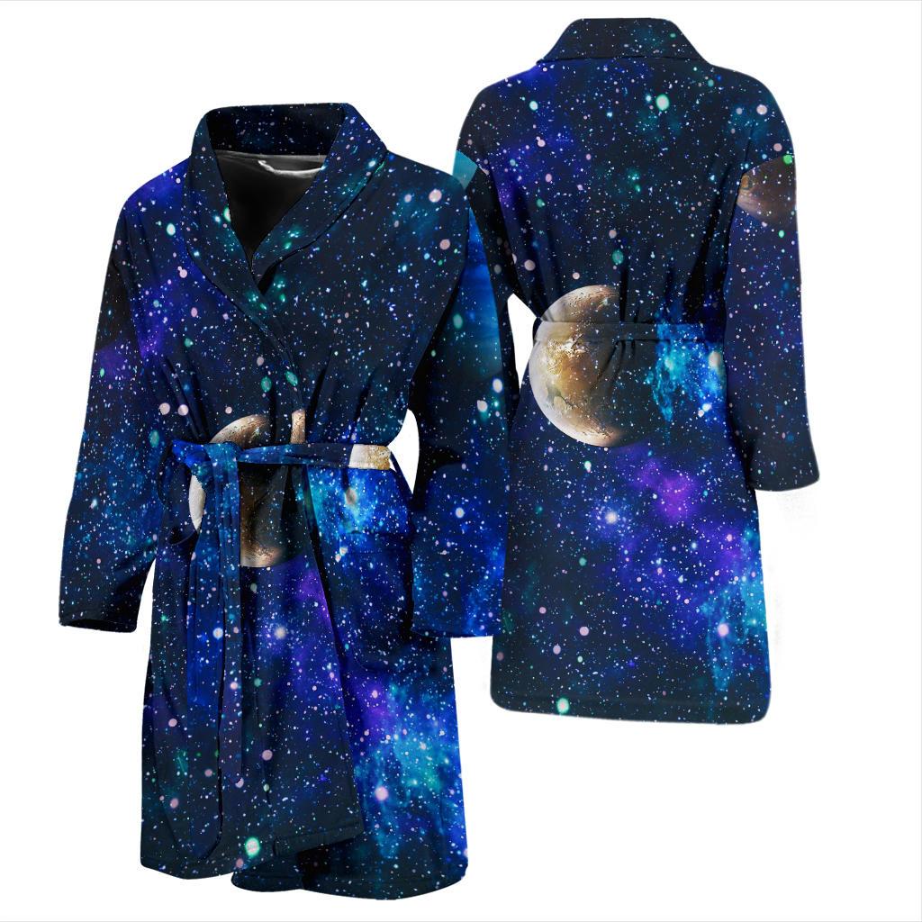 Galaxy Stardust Planet Space Print Men Bath Robe-JTAMIGO.COM