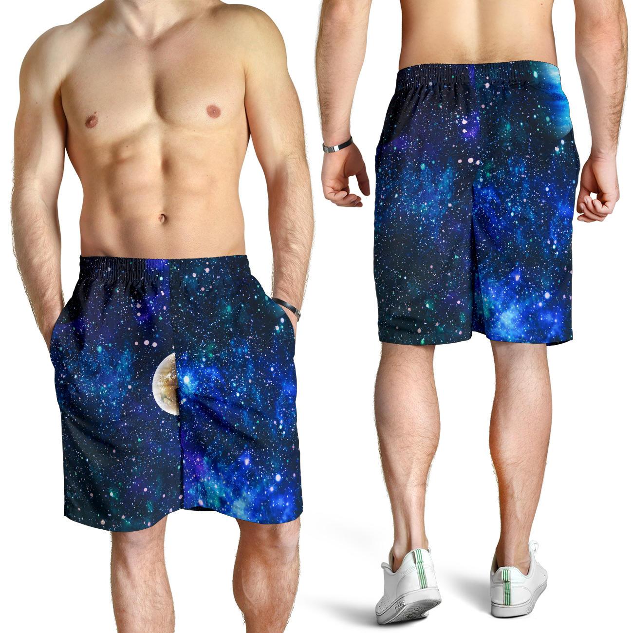 Galaxy Stardust Planet Space Print Mens Shorts-JTAMIGO.COM