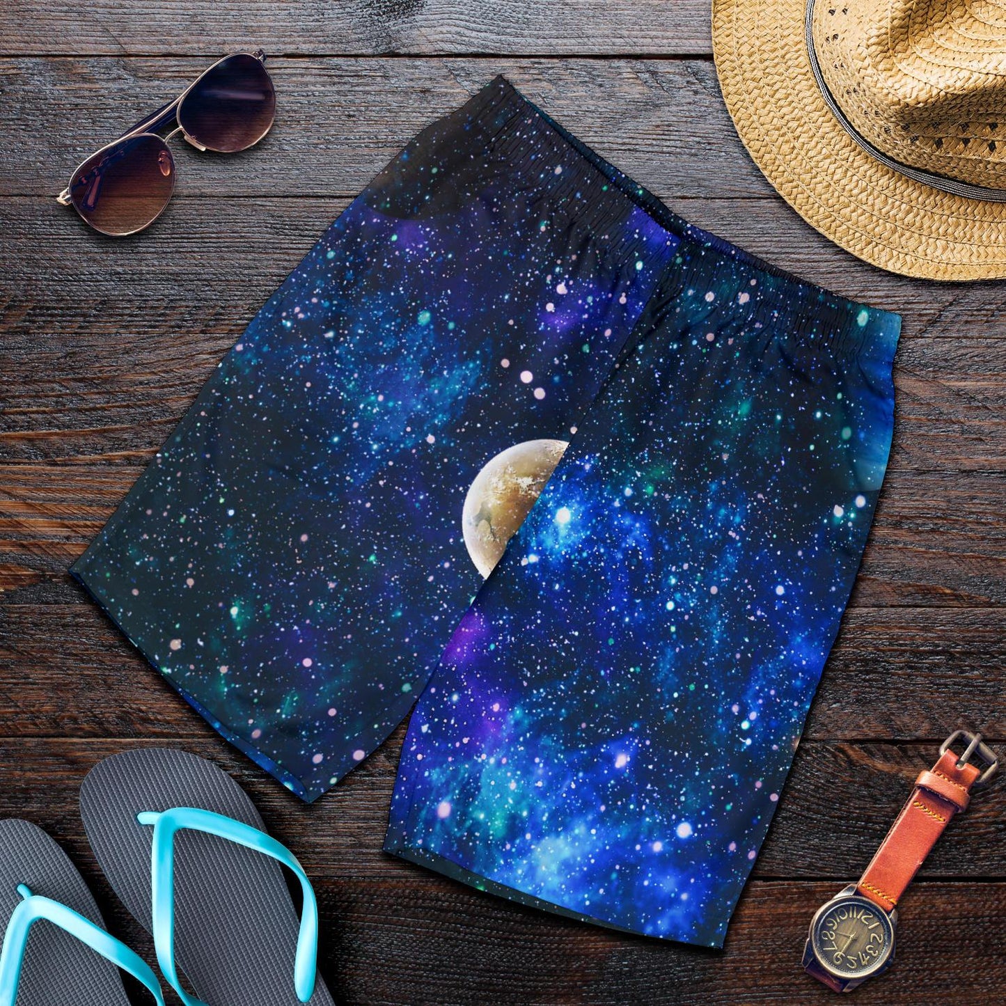 Galaxy Stardust Planet Space Print Mens Shorts-JTAMIGO.COM