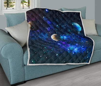 Galaxy Stardust Planet Space Print Premium Quilt-JTAMIGO.COM