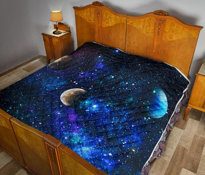 Galaxy Stardust Planet Space Print Premium Quilt-JTAMIGO.COM