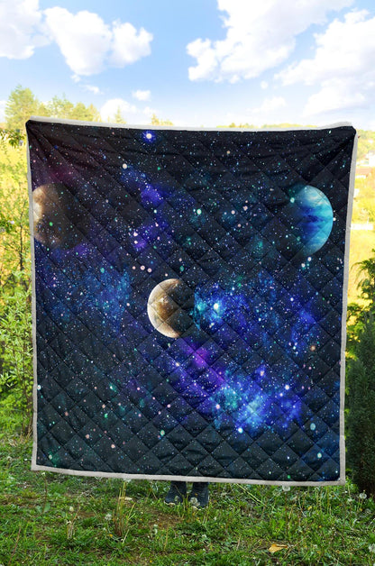 Galaxy Stardust Planet Space Print Premium Quilt-JTAMIGO.COM