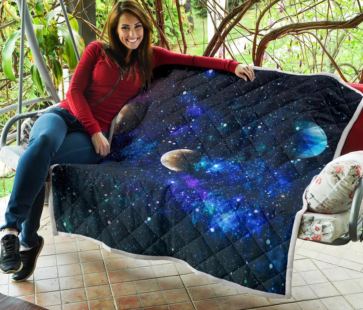 Galaxy Stardust Planet Space Print Premium Quilt-JTAMIGO.COM