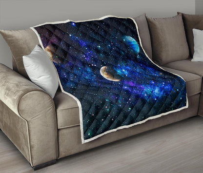 Galaxy Stardust Planet Space Print Premium Quilt-JTAMIGO.COM