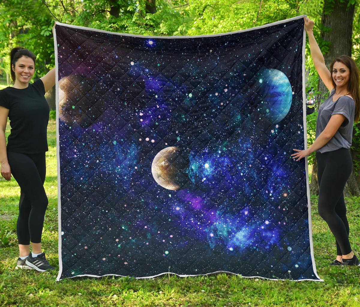 Galaxy Stardust Planet Space Print Premium Quilt-JTAMIGO.COM