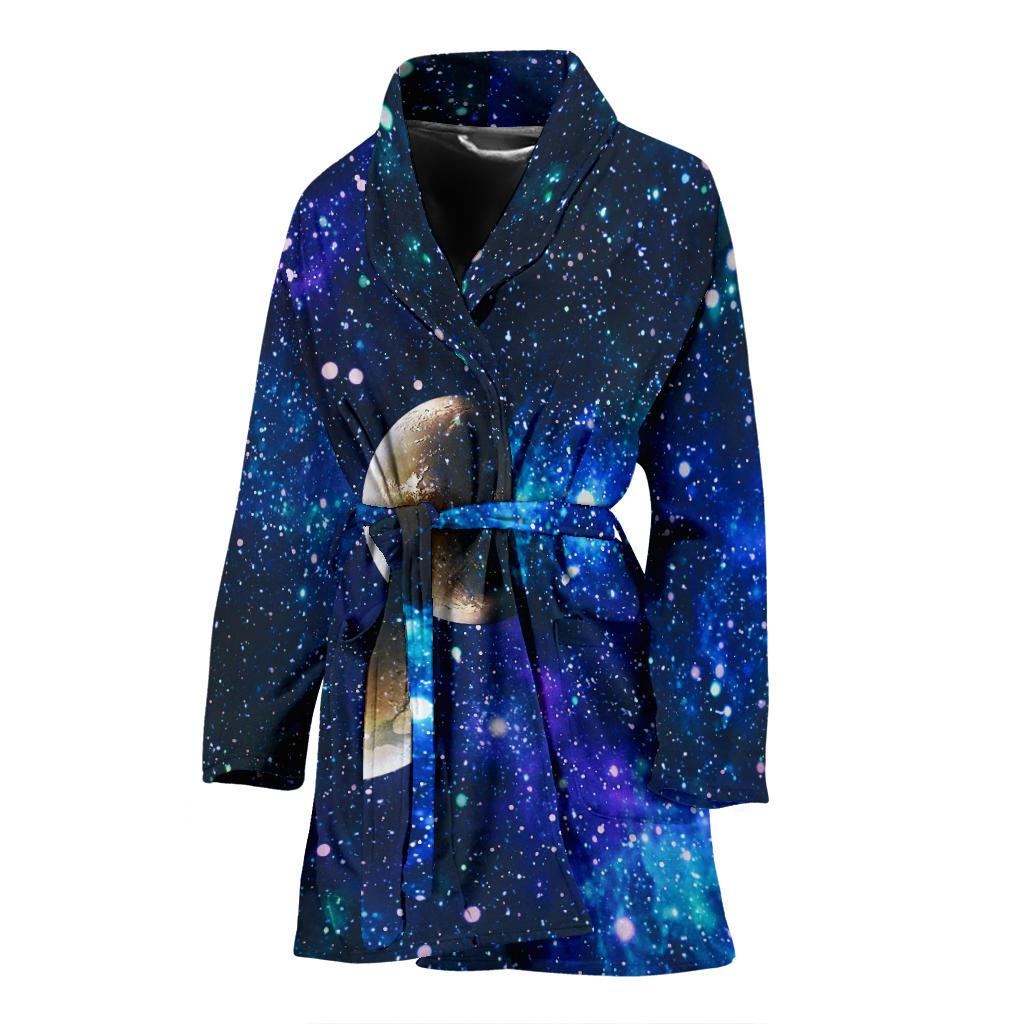 Galaxy Stardust Planet Space Print Women Bath Robe-JTAMIGO.COM