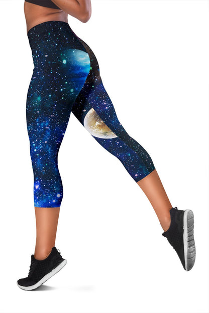 Galaxy Stardust Planet Space Print Women Capris